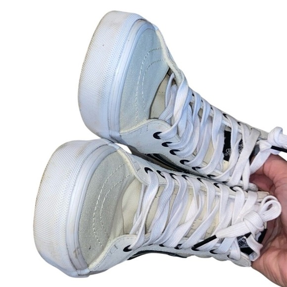 Vans Sk8-Hi Graphic Skate Shoes White Black Men 7 Women 8.5 - Picture 3 of 13